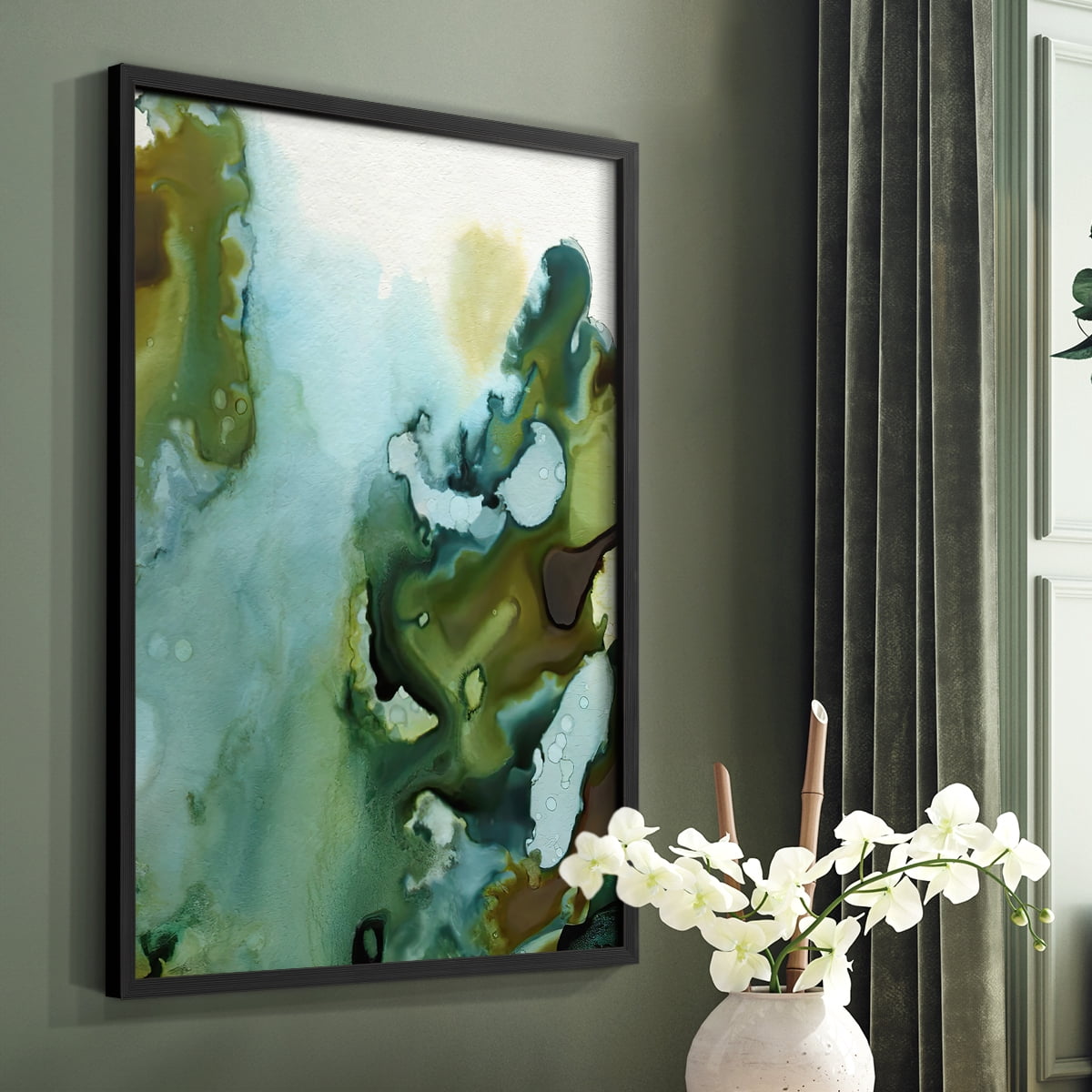 Water and Earth I Framed Print in Black Solid Wood 16 x 20 Framed Print