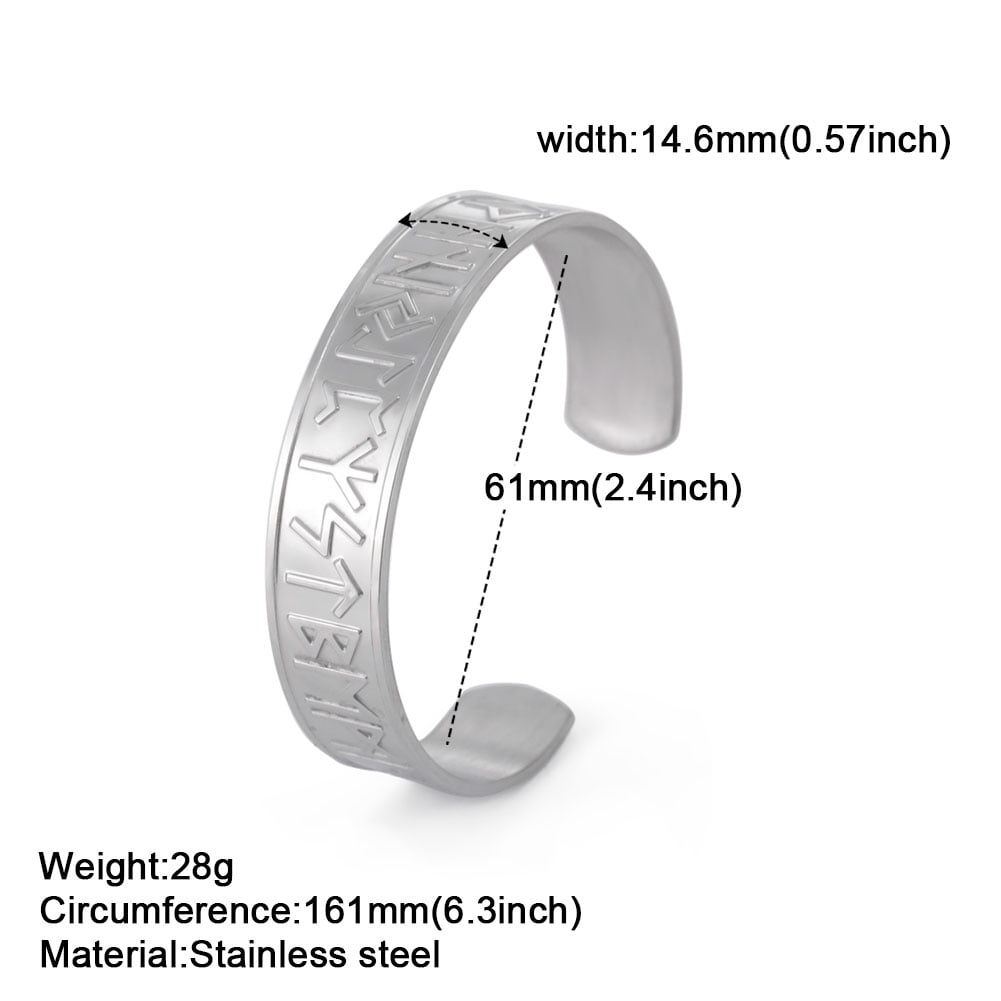 EUEAVAN Viking Norse Runes Bangle Stainless Steel Open Cuff Bracelet for Men Party Gift