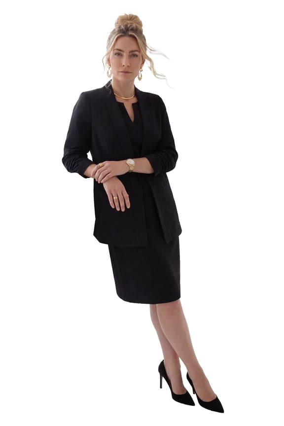 Women's Plus Size Right Fit Curvy Collarless Blazer