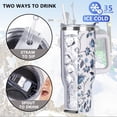 thumbnail image 3 of 40 oz Tumbler with Handle and Straw Stainless Steel Insulated Tumbler Leak Proof Lid and Straw Lid Reusable Travel Mug Coffee Mug Cup Dishwasher Safe Keep Drinks Cold and Hot (Ceramics), 3 of 4