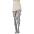 thumbnail image 7 of ToBeInStyle Women's Double Line Opaque Argyle Pantyhose - Black/White, 7 of 7