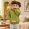 thumbnail image 2 of Big Mouth Pullover Hoodies Unisex Flannel Hooded Sweatshirt, Funny 3D Character Face Oversized Hoodie with Front Pocket for Casual Daily Party Streetwear, 2 of 5