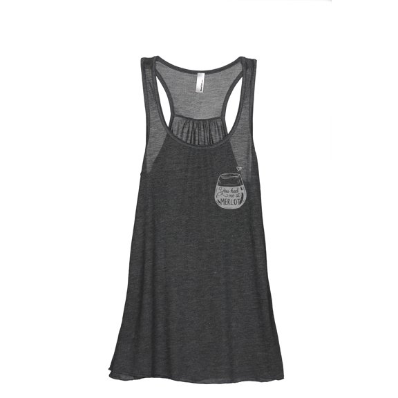 You Had Me At Merlot Women's Fashion Sleeveless Flowy Racerback Workout Yoga Tank Top Charcoal Grey Medium