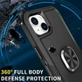 thumbnail image 3 of SaniMore for iPhone 15 6.1" Magnetic Case, Rugged PC & TPU Bumpers with Car Mount & Ring Kickstand Heavy Duty Full Body Protective Case for 15 Women Men, Black, 3 of 10