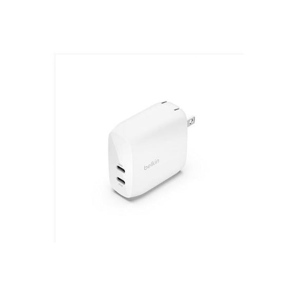 Pre-Owned Belkin Dual USB-C GaN Wall Charger with PPS 65W + USB-C to USB-C Cable, White