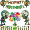 thumbnail image 2 of Globos de látex de aluminio con diseño de mineros y zombis plantados, juego temático PVZ, decoración para tartas, suministros para fiestas, pancartas de cumpleaños para niños, 2 of 5