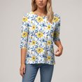 thumbnail image 6 of Womens 2025 Fall 3/4 Sleeve Crew Neck Blouse Fashion Print Casual Loose Fit Shirt Top, 6 of 6