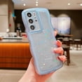 thumbnail image 2 of Compatible with Samsung Galaxy S21 Ultra Case 6.8",Glitter Clear Bling Star Transparent Matte Cute Curly Wave Frame Camera Cover Protection Shockproof Bumper Phone Cover for Women (Blue), 2 of 12