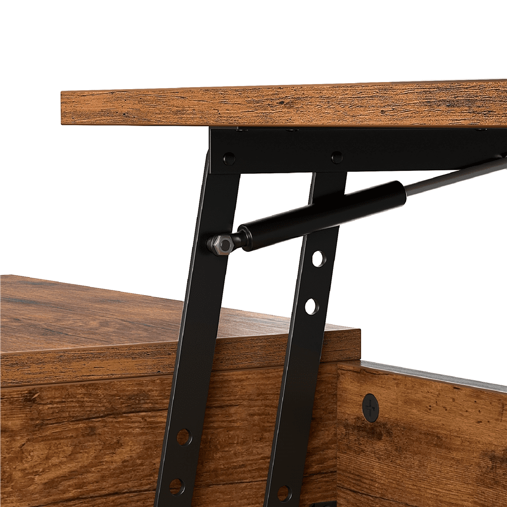 Alden Design Lift Top Coffee Table with Hidden Compartment & 2 Open Storage, Rustic Brown