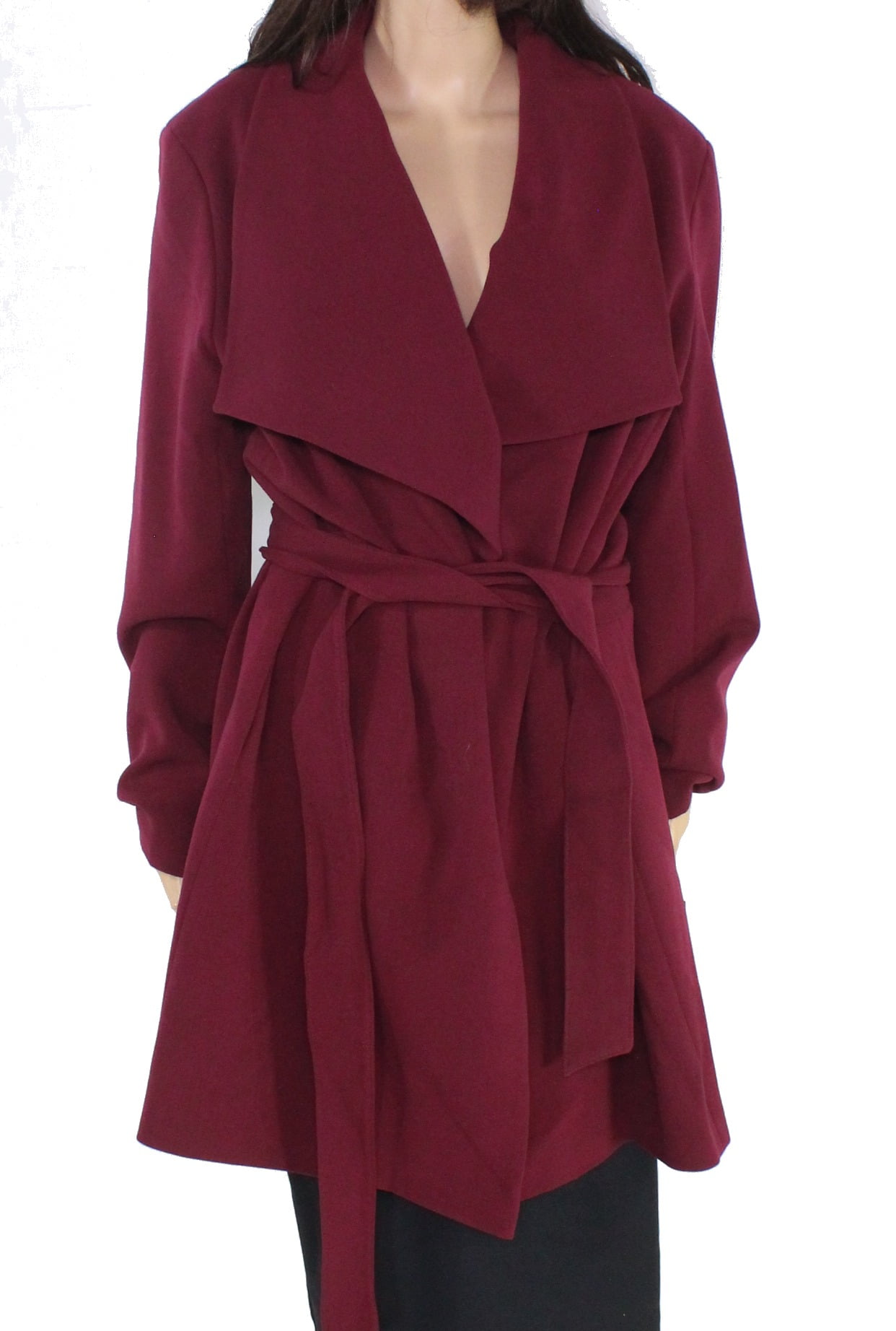 Ralph Lauren Womens Wrap Coat Merlot Large Belted L