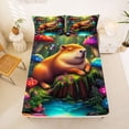 thumbnail image 5 of Erosebridal Cartoon Capybara Bed Sheets,Colorful Mushroom Fungus Planet King Sheets For Kids Teens 4pcs, 5 of 6