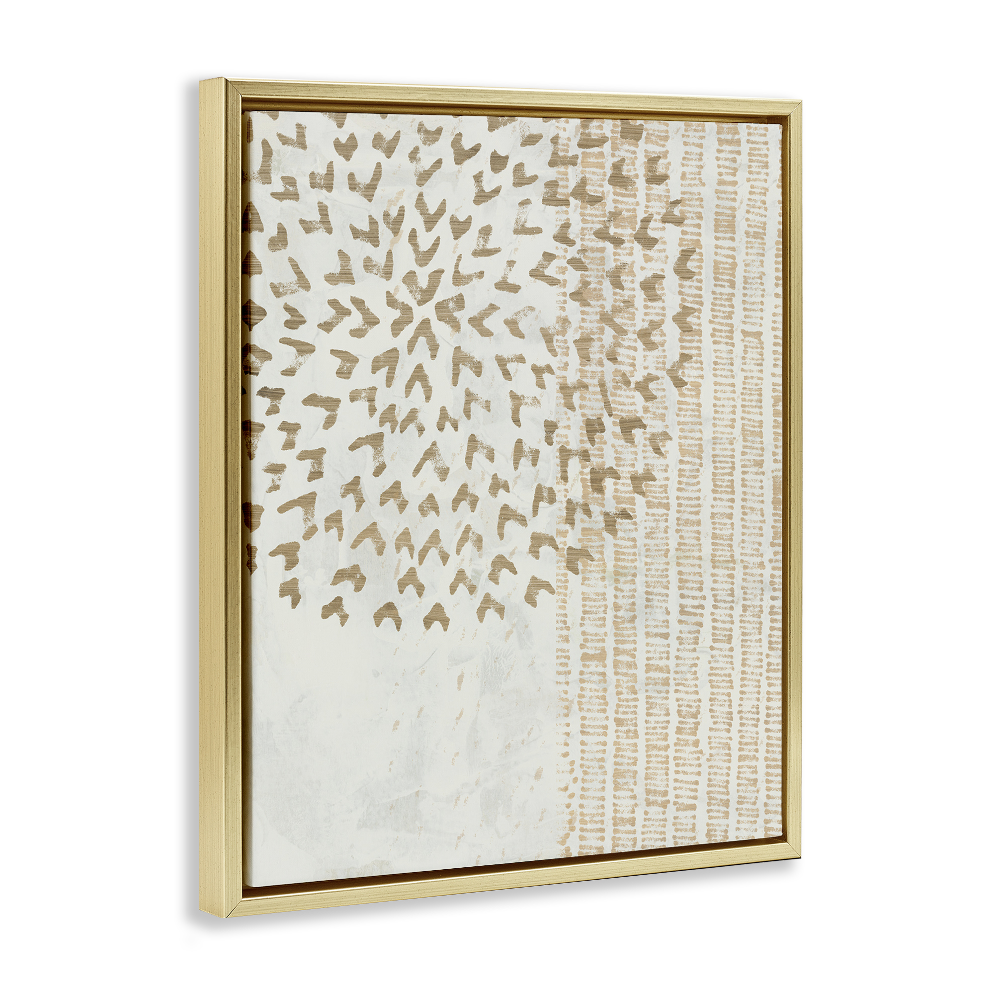 Stupell Industries Rustic Bohemian Patterns Abstract Painting Gold Floater Framed Canvas Art Print Wall Art, 17 x 21
