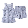 thumbnail image 5 of Hontri Women Pajama Sets Women Cotton Sleepwear Short Sets Tank&Short Pajamas Sets Grey S, 5 of 6
