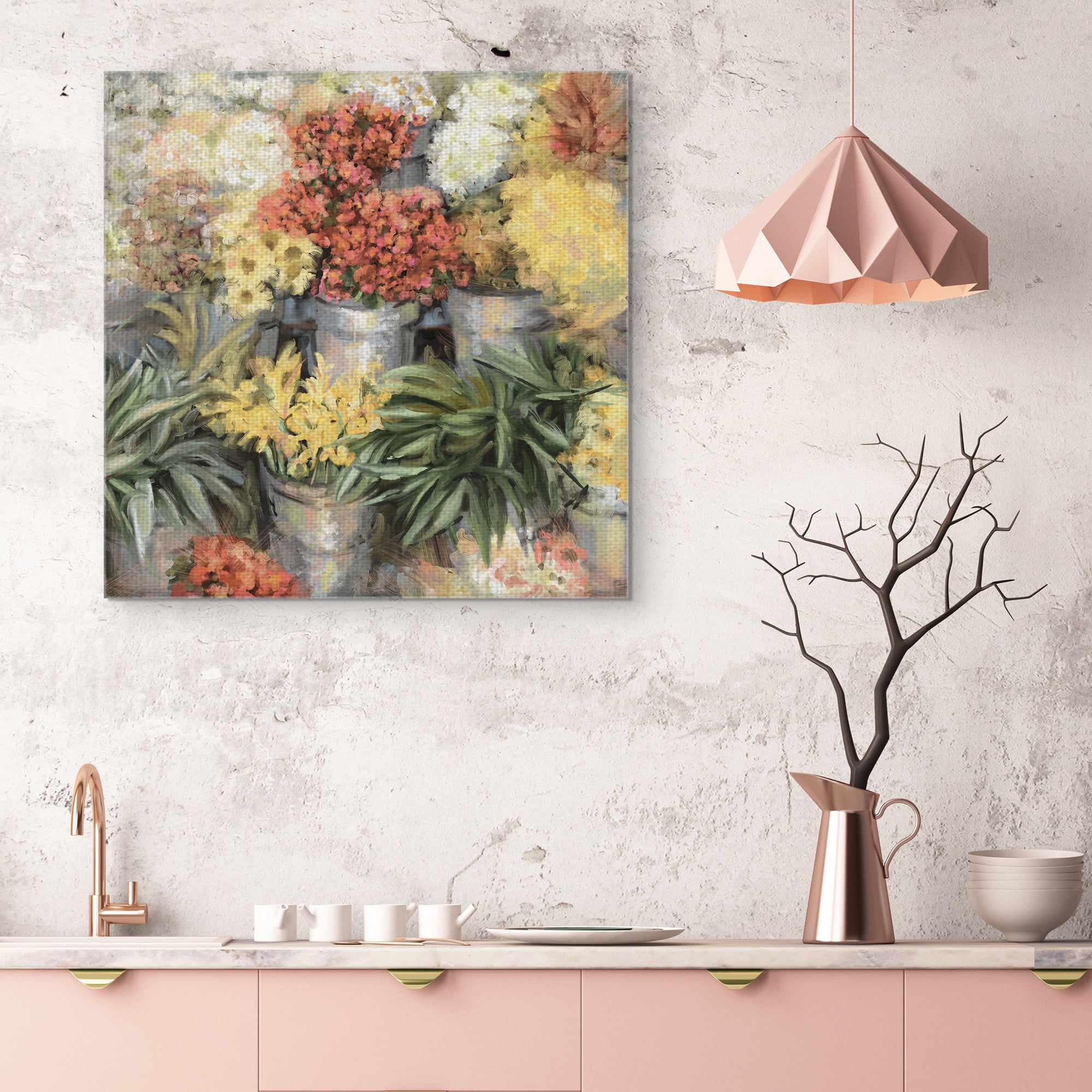 Masterpiece Art Gallery Spring Market Flower Bouquet By Studio Arts Canvas Art Print 35" x 35"