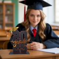 thumbnail image 2 of Harpily Desktop Ornament Graduation Decorations Sign Class of 2025 Graduation Table Sign Wooden Sign for High School College Graduates Bachelor Hat Design with Base Red A, 2 of 5
