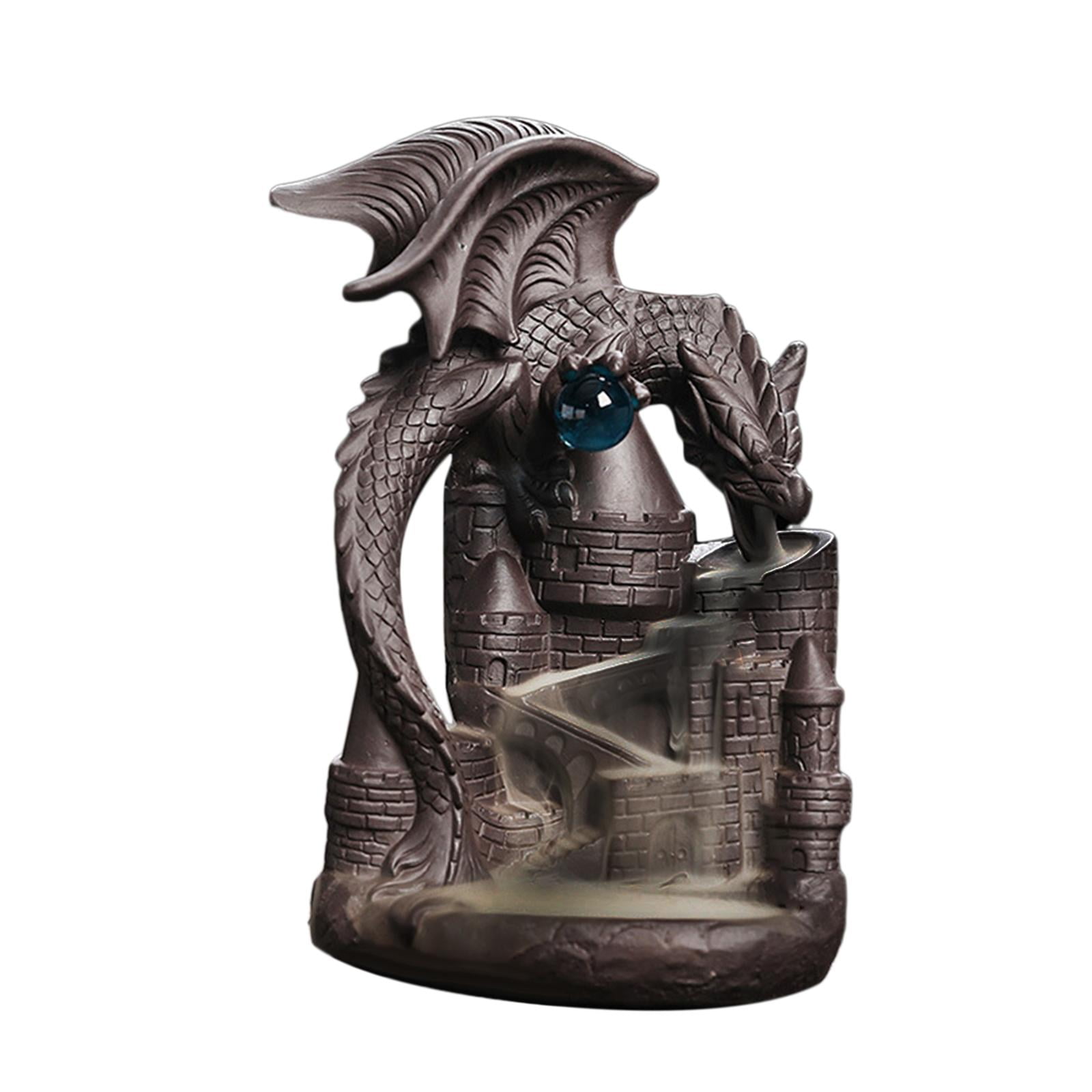 WLPZXP Backflow Incense Burner Castle Dragon Ornament Creative Craft Incense Holder for Purple