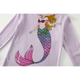thumbnail image 4 of Toddler Girls Mermaid Pajama Set, 2-Piece Long Sleeve Crewneck Sleepwear Top and Matching Pants, Purple 3T, 4 of 7
