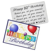 DEGASKEN 80th Birthday Greeting Cards for Men Women, Engraved Metal Wallet Card