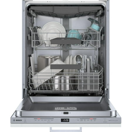 Bosch - 800 Series 24” Top Control Smart Built-In Stainless Steel Tub Dishwasher with Flexible 3rd Rack - Custom Panel Ready