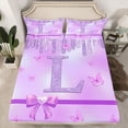 thumbnail image 2 of Manfei Initial Butterfly L 4-Piece Full Size Sheets for Female Men Women,Bling Glitter Splash Bed Sheets,Dreamy Princess Lightweight Sheet Sets,Microfiber Bedroom Decor, 2 of 7