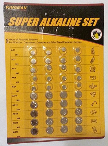 40 PCS of Assorted Batteries, Kingman Super Alkaline Set, Watch, Calculators, Cameras, Mini Other Small Electronic Devices