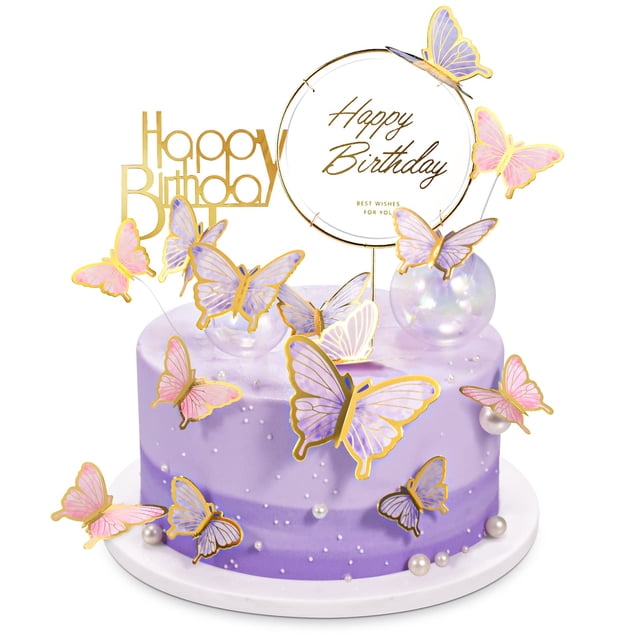 Set de decoración para pastel de cumpleaños con mariposas de 22 piezas LANGPA