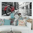 thumbnail image 2 of Designart ' Retro Vintage Red Bike ' Cityscape Photo Framed Canvas Art Print, 2 of 2