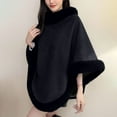 thumbnail image 2 of XFLWAM Women's Fashion Fuzzy Shawl Faux Fur Collar Trim Warm Wrap Cape Soft Comfort Thermal Shawl Winter Outwear Black Free Size, 2 of 5