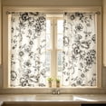 thumbnail image 7 of huayou 2 Pack Printed Kitchen Tier Curtains, 27.56x59.06 Inch Black Sketch Floral Pattern Short Window Curtains, for Indoor Kitchen Farmhouse Home Window Decor, 7 of 7