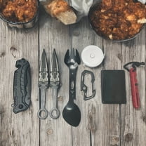 9-Piece Hunting Tool Set – Folding Knife, Multi-Functional Utensils, Survival Paracord, Tool Card, Measuring Tape, Knife Sharpener, Carabiner & Throwing Knife – Complete Outdoor Hunting Gear