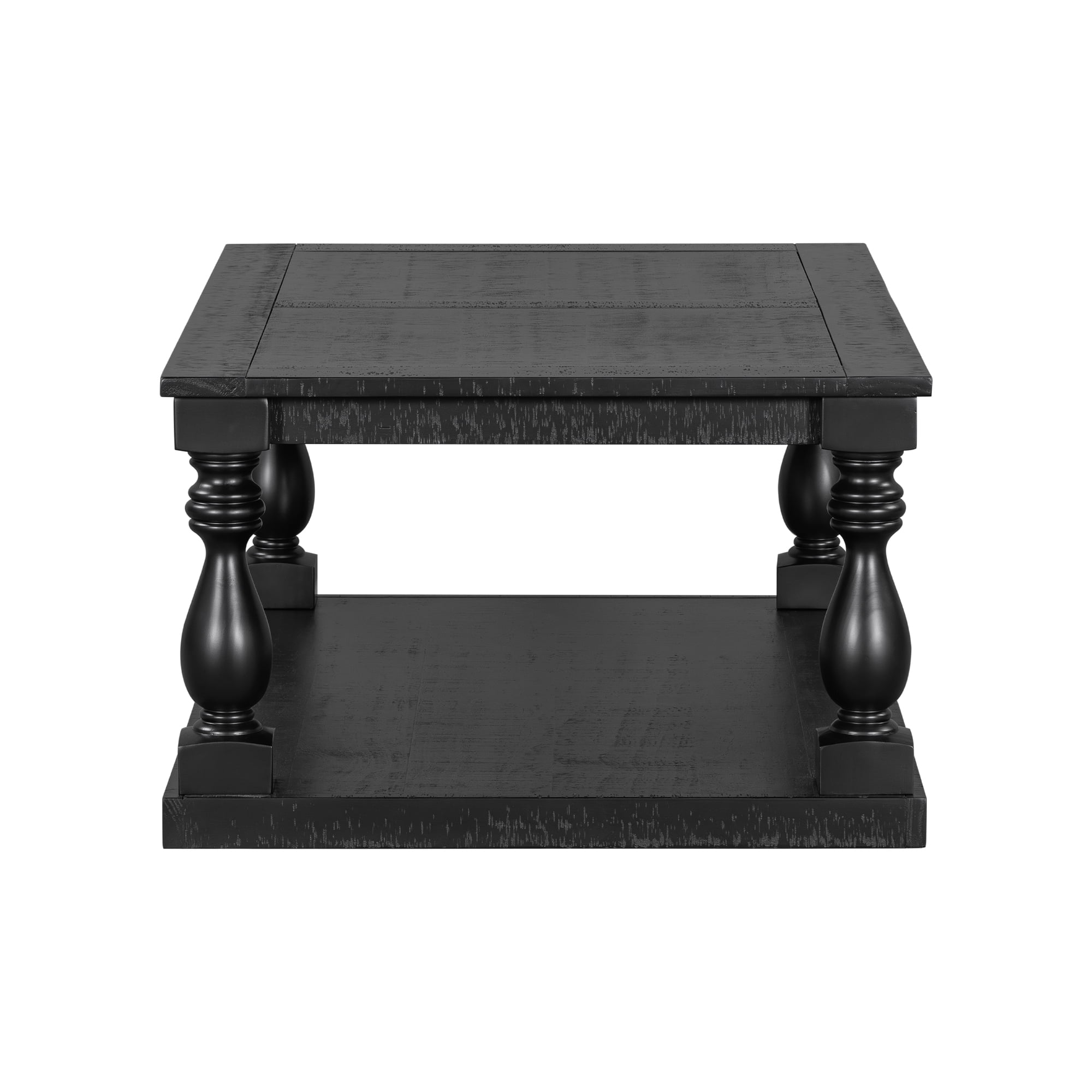 Euroco Vintage Coffee Table with Vase Column Legs, Pine Veneer Top and Solid Rubberwood Frame – Retro Living Room Center Table, Easy Assembly