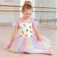 thumbnail image 3 of Aideaone Toddler Girls Ballet Leotard with Tutu Skirt Ruffle Sleeve Dance Costume Ages 3-7, 3 of 7