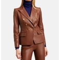 thumbnail image 2 of BROWN Party Classic Blazer Real Genuine Lambskin Leather Stylish Button Women, 2 of 4