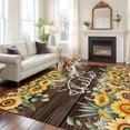 thumbnail image 3 of Area Rug 60×96in, Hello Summer Words Floor Carpet Living Room Rug, Watercolor Farm Sunflowers Non-Slip Welcome Mat Indoor Rugs for Bedroom Dining Room, 3 of 9