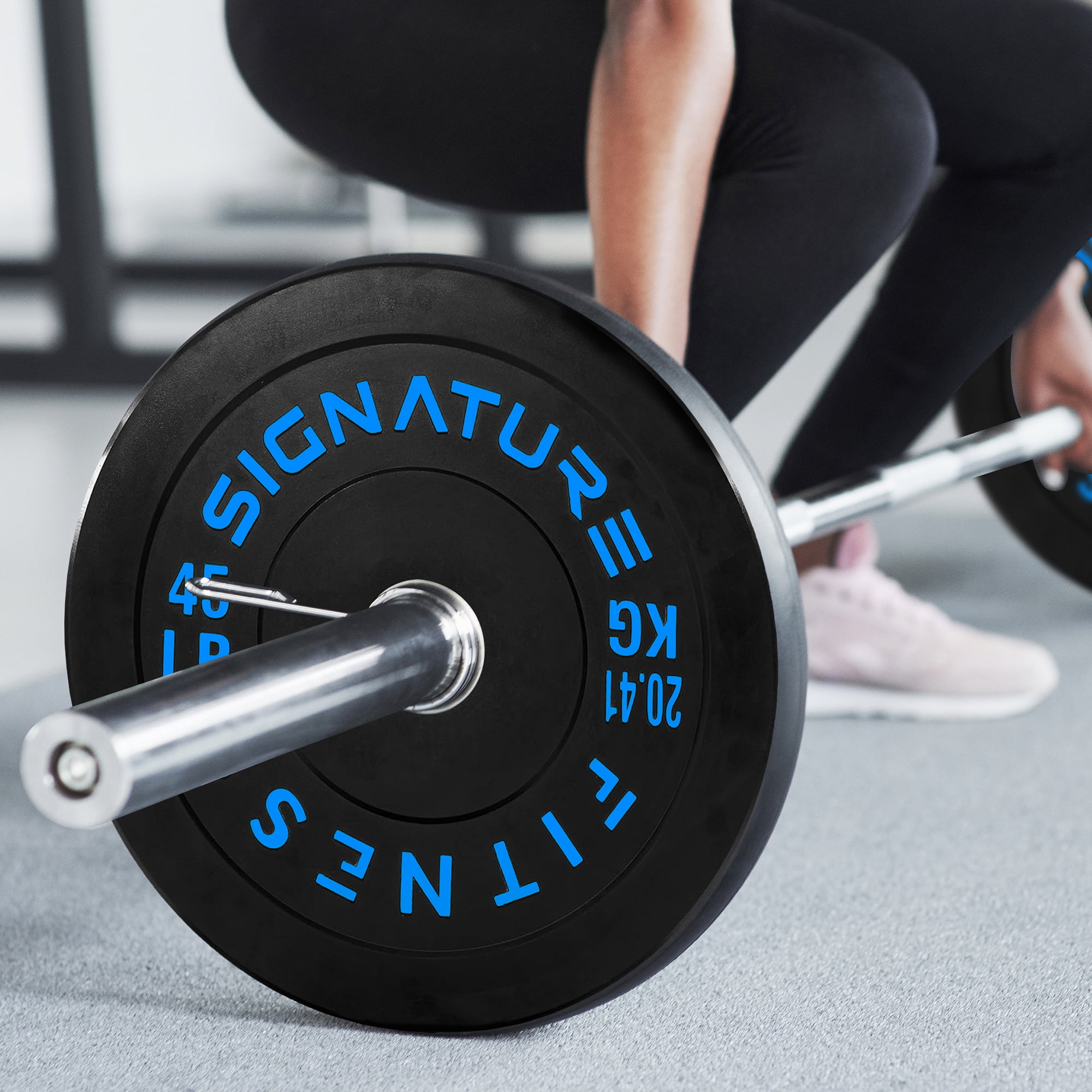 BalanceFrom 5FT Barbell Set with Color Letter Rubber Bumper Plates & Small Hub – Includes Pairs of 25LB, 35LB, 45LB, 55LB, Available in 120LB, 210LB, or 320LB Sets