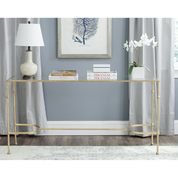 SAFAVIEH Lucille Solid Classic Console Table, Gold/Glass Top