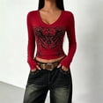 thumbnail image 2 of Womens Vintage Graphic Y2K Tops Short Sleeve Slim Fit T-shirt 2000s Trendy Emo Shirts Streetwear Grunge Clothes Summer Going Out Tops, 2 of 4