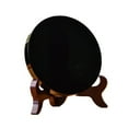 thumbnail image 4 of Natural Black Obsidian Scrying Mirror Heal Crystal Stone Round Plate W/ Shelf`. C2S3, 4 of 5