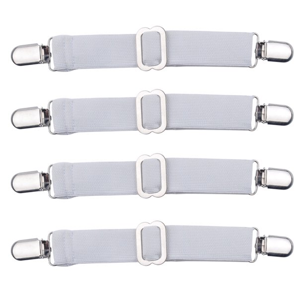 Mezzati Adjustable Fitted Bed Sheet Holders Set of 4 Elastic