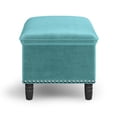 thumbnail image 2 of Emily 39 inch Wide Traditional Rectangle Storage Ottoman in Aqua Velvet Fabric, 2 of 8