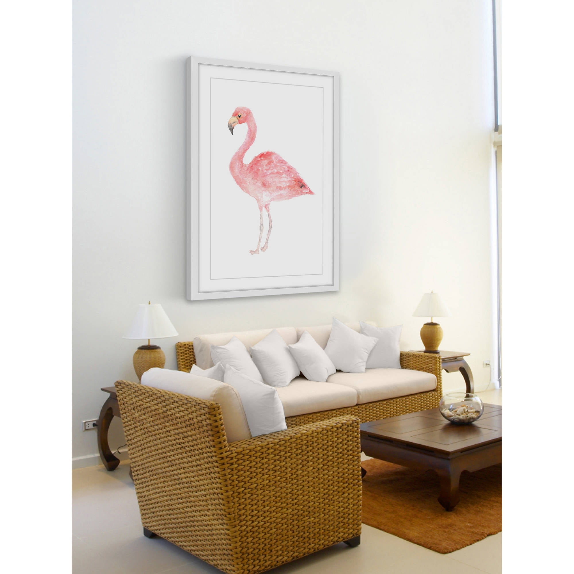 "Pale Pink Flamingo" Framed Painting Print