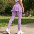 thumbnail image 6 of Women's Skirted Yoga Pants, High Waist Pleated Overlay Workout Leggings, 2 in 1 Sport Bottoms for Gym Tennis, 6 of 6