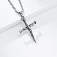 thumbnail image 4 of QQTDFG Men Women Skull Nail Cross Necklace Stainless Steel Crucifix Pendant Box Chain-Silver B, 4 of 9