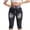 Black, variant on Women's Stretchy Faux Denim Capri Pants High Waist Distressed Pull On Leggings Knee Length Summer Casual Pants Pink
