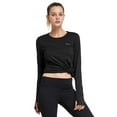thumbnail image 7 of Baleaf Women's Thermal Fleece Tops Long Sleeve Running t-Shirt with Thumbholes Zipper Pocket Black Size S, 7 of 7