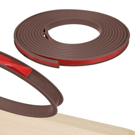Uxcell U-Shape Edge Banding, 16.4FT x 1/2" TPE Self Adhesive Edging Trim for Furniture/Cabinets [Brown]