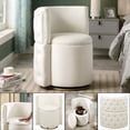 thumbnail image 4 of 360° Swivel Accent Chair Storage Ottoman Linen Fabric Armchair Bedroom Stool Club Chair Beige, 4 of 9