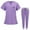 Light Purple, variant on HAJWOH Womens Scrubs Sets Black Stretchy Nurse Uniform Short Sleeve V Neck Scrub Top & Jogger Pants Solid Color Scrubs Sets with Multi Pockets Black M