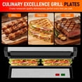 thumbnail image 5 of Panini Press Grill  1200w Sandwich Maker With Non-stick Plates Standard 2-slice Electric Indoor Opens 180° To Fit Any Size Of Food Removable Drip Tray Stainless Steel Sliver, 5 of 9