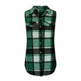 thumbnail image 4 of Tianiyouqing Plaid Vest for Women 2024 Trendy Casual Sleeveless Flannel Shirt Jacket Loose Lapel Button Down Coat with Pockets Green L, 4 of 5
